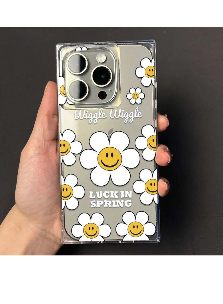NIBEMINENT Lucky Smiley Flower Protective TPU Case Cover For IPhone 14, Clear