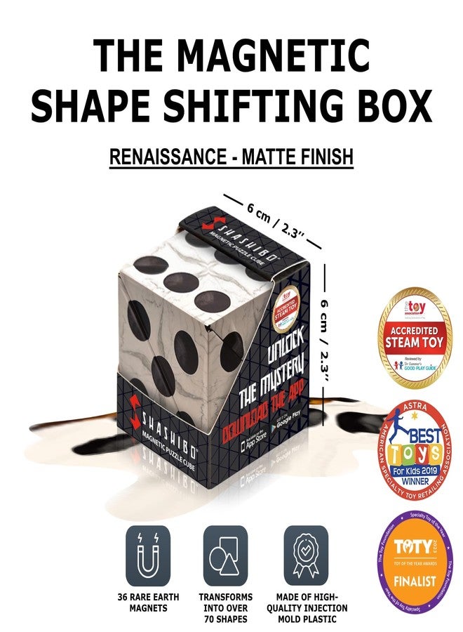 SHASHIBO Shape Shifting Box - Award-Winning Fidget Toy w/ 36 Rare Earth Magnets - Fidget Cube Transforms Into Over 70 Shapes, Sensory Toy Gift for Kids, Teens, and Adults (Renaissance) - Image 2