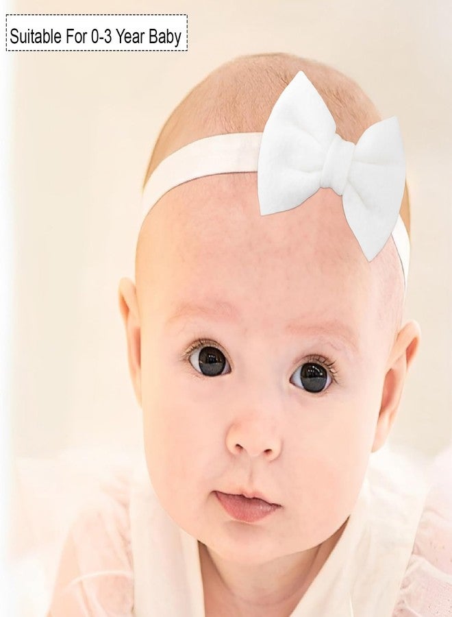 SYGA 3 Pcs Baby Headband, Flower & Bow Stretchable, Nylon HairBand for Newborn Infant Toddlers Kids 0-3 Years (Beige, Free Size) - Image 2