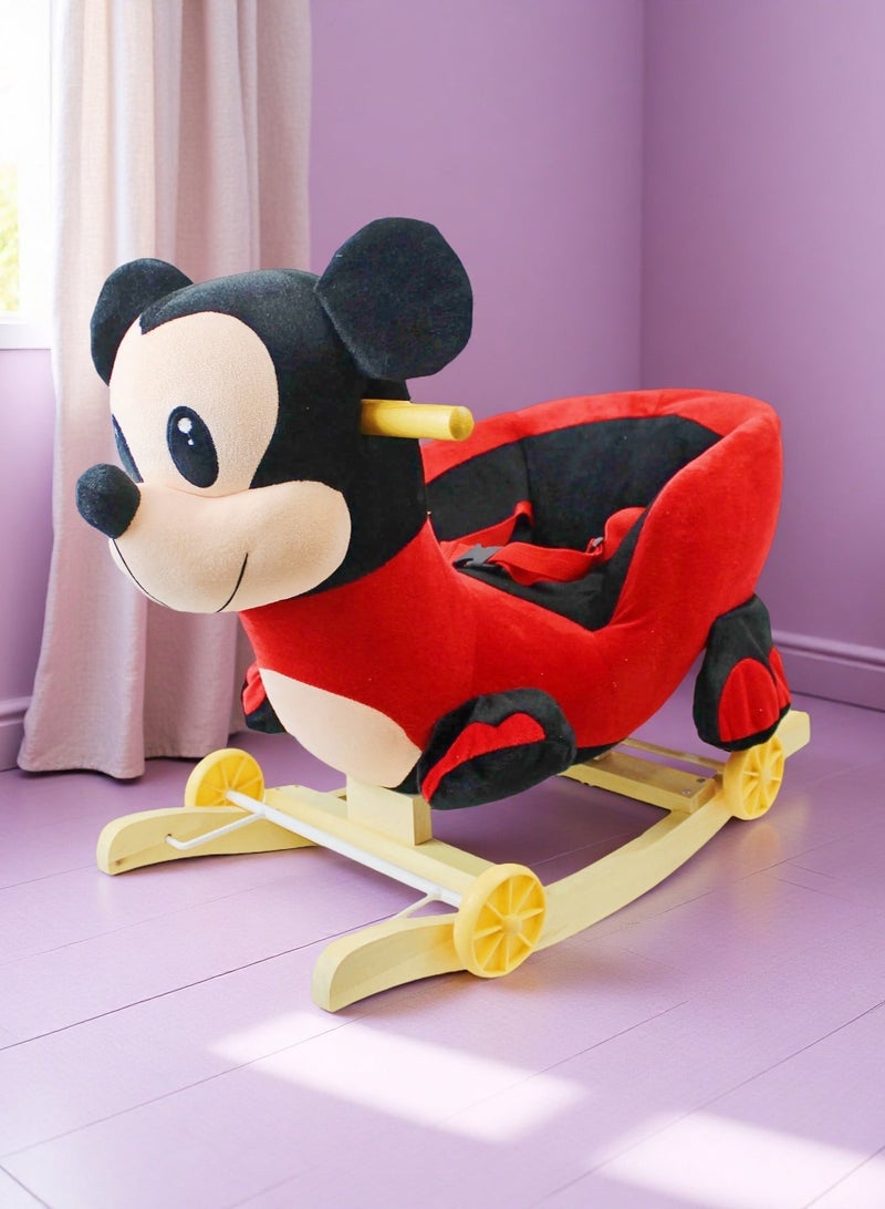 EASY FUTURE Kids 2-in-1 Rocking Horse Plush Ride-On Rocker with Wheels & Slider Toy for Toddlers - Image 1