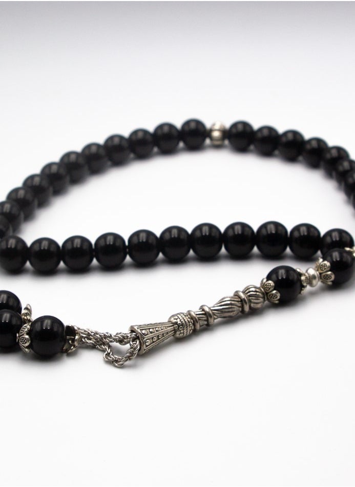 Alpine Crystals UAE - Natural Crystal Black Onyx  Crystals Tasbih Prayer Beads Made (10mm - 33 beads) - Image 1