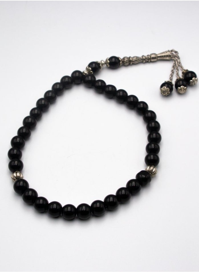 Alpine Crystals UAE - Natural Crystal Black Onyx  Crystals Tasbih Prayer Beads Made (10mm - 33 beads) - Image 1