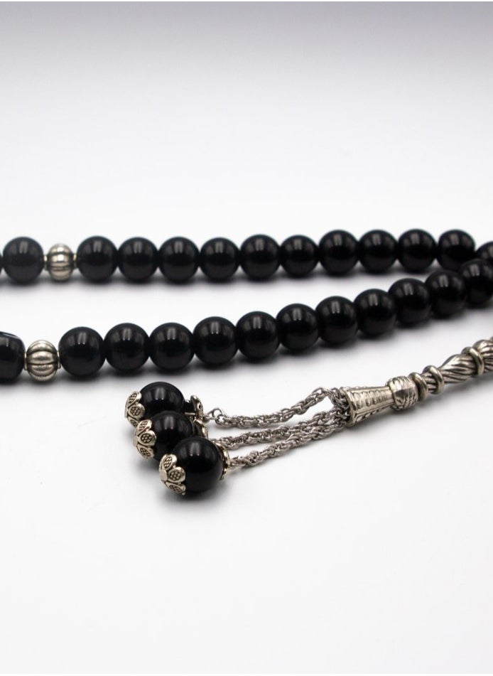 Alpine Crystals UAE - Natural Crystal Black Onyx  Crystals Tasbih Prayer Beads Made (10mm - 33 beads) - Image 1