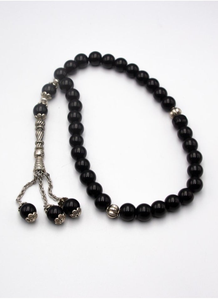 Alpine Crystals UAE - Natural Crystal Black Onyx  Crystals Tasbih Prayer Beads Made (10mm - 33 beads) - Image 1