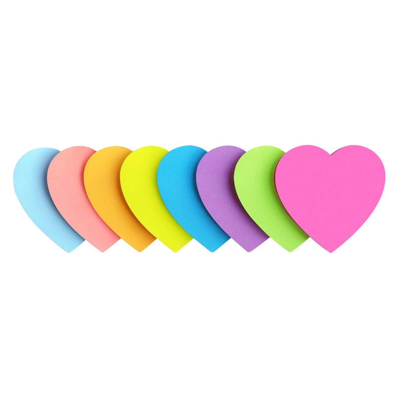 SIMONA Heart Shape Sticky Notes 8 Color Bright Colorful Sticky Pad 75 Sheets/Pad Self-Sticky Note Pads - Image 3