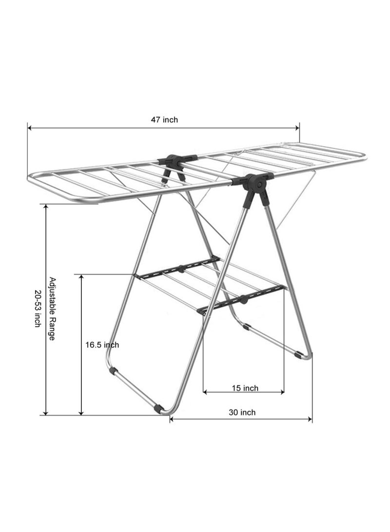 Ebasket Clothes Drying Rack, Stainless Steel Space-Saving Laundry Rack, Foldable for Easy Storage, for Bed Linens, All Clothes, Socks and Scarves, (Black*Silver) - Image 2