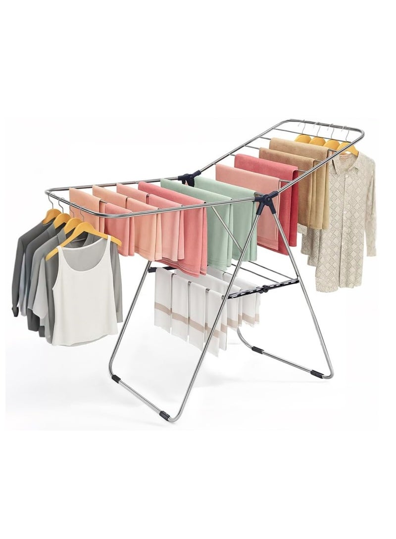 Ebasket Clothes Drying Rack, Stainless Steel Space-Saving Laundry Rack, Foldable for Easy Storage, for Bed Linens, All Clothes, Socks and Scarves, (Black*Silver) - Image 3