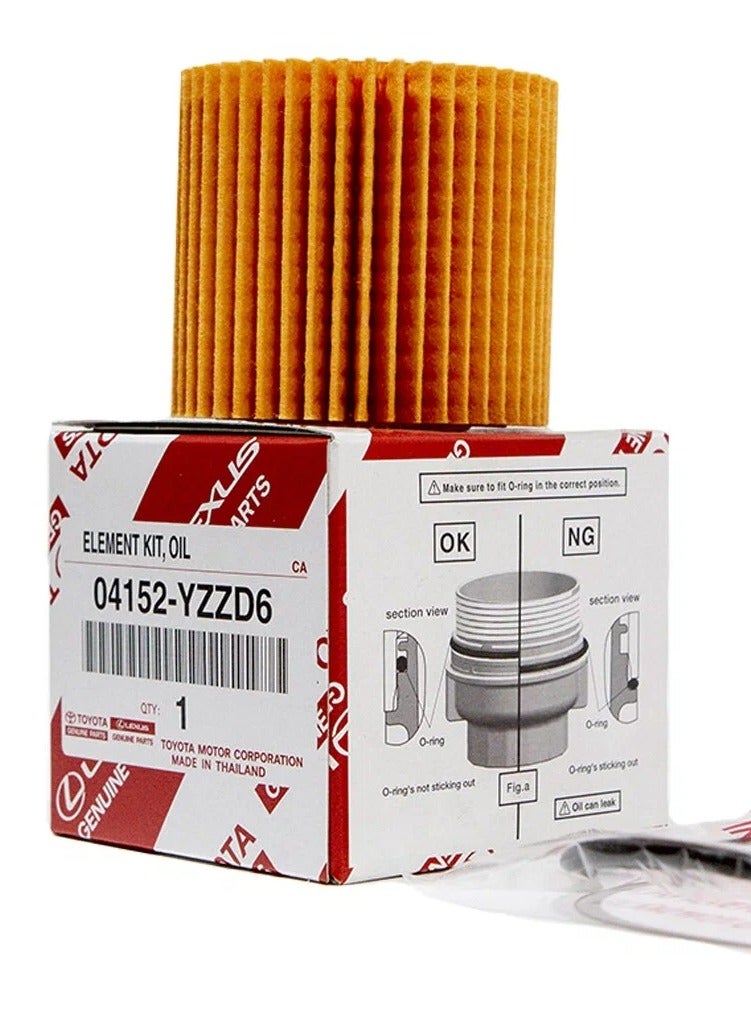 TOYOTA Genuine Toyota Oil Filter 04152-YZZD6 with O-Ring – Fits Corolla, Prius, CHR, CT200h  - Image 1