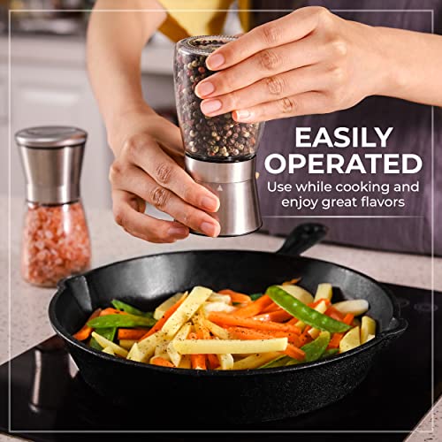 Kitchen & Go Salt and Pepper Grinder Set – Manual Salt Grinder and Pepper Mill for Black Pepper, Sea Salt – Refillable, Easy-to-Use Salt & Pepper Mill Set - Image 4