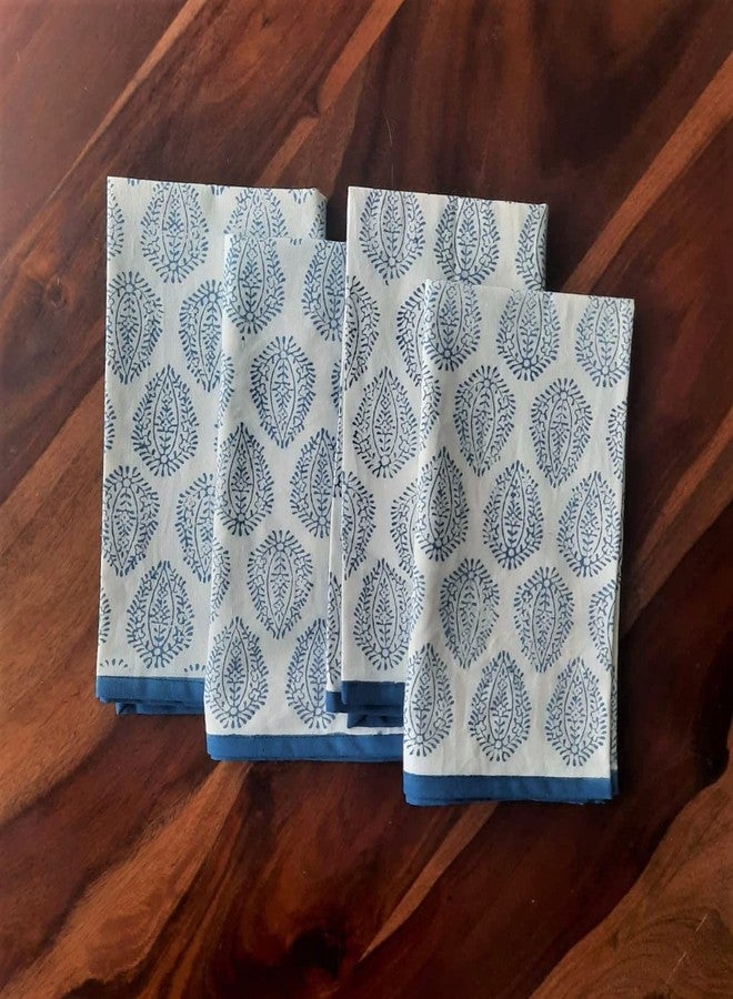 ATOSII مناديل عشاء أنيقة من قماش قطني 100% من ATOSII Clover Blue، بتصميم خريفي، مطبوعة يدويًا، قابلة للغسل، مصنوعة من الكتان المتين للاستخدام اليومي، وحفلات الزفاف، والمناسبات الخارجية، وعيد الفصح | 20 × 20 بوصة | طقم من 4 مناديل - Image 3