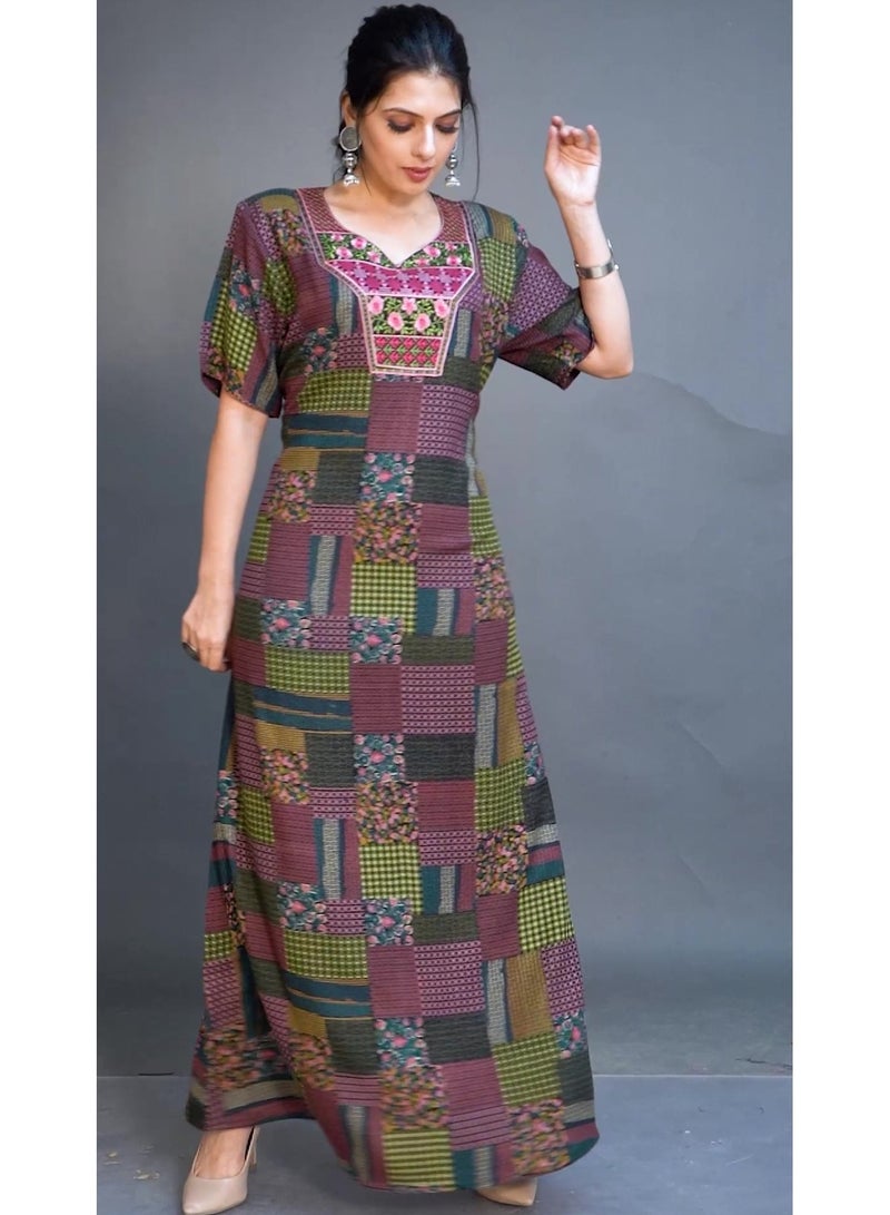 Jalabiya Alfine fabric Arabian Women Casual Dress TA-2049  - Image 5