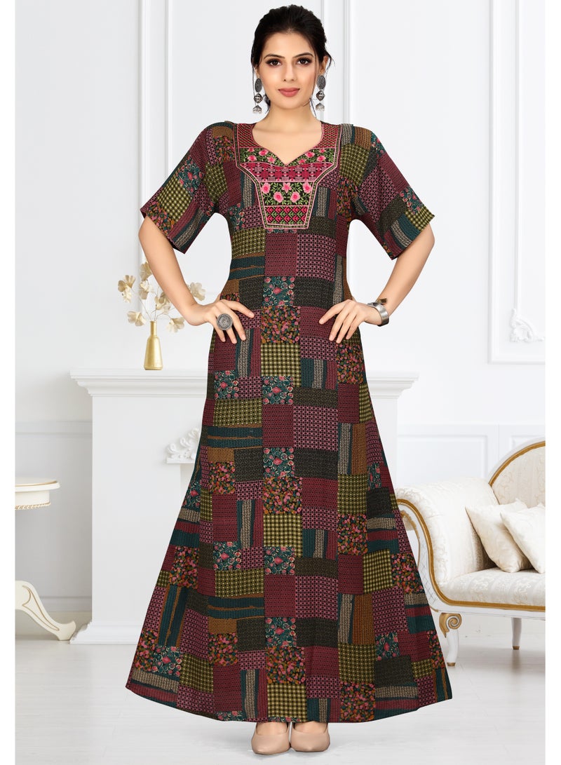 Jalabiya Alfine fabric Arabian Women Casual Dress TA-2049  - Image 4