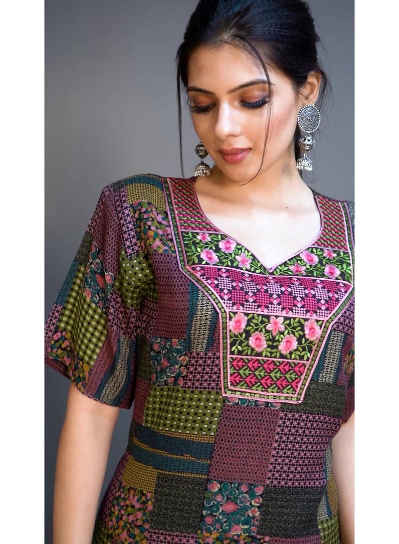 Jalabiya Alfine fabric Arabian Women Casual Dress TA-2049  - Image 3