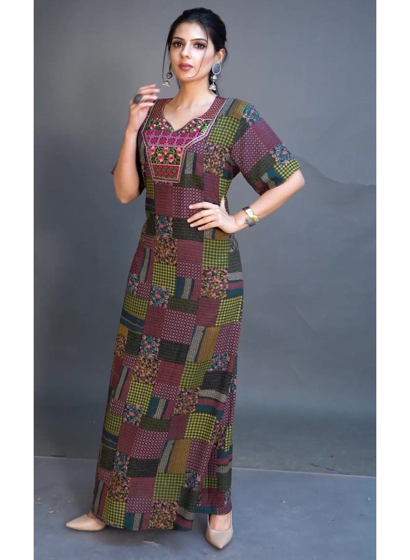 Jalabiya Alfine fabric Arabian Women Casual Dress TA-2049  - Image 1