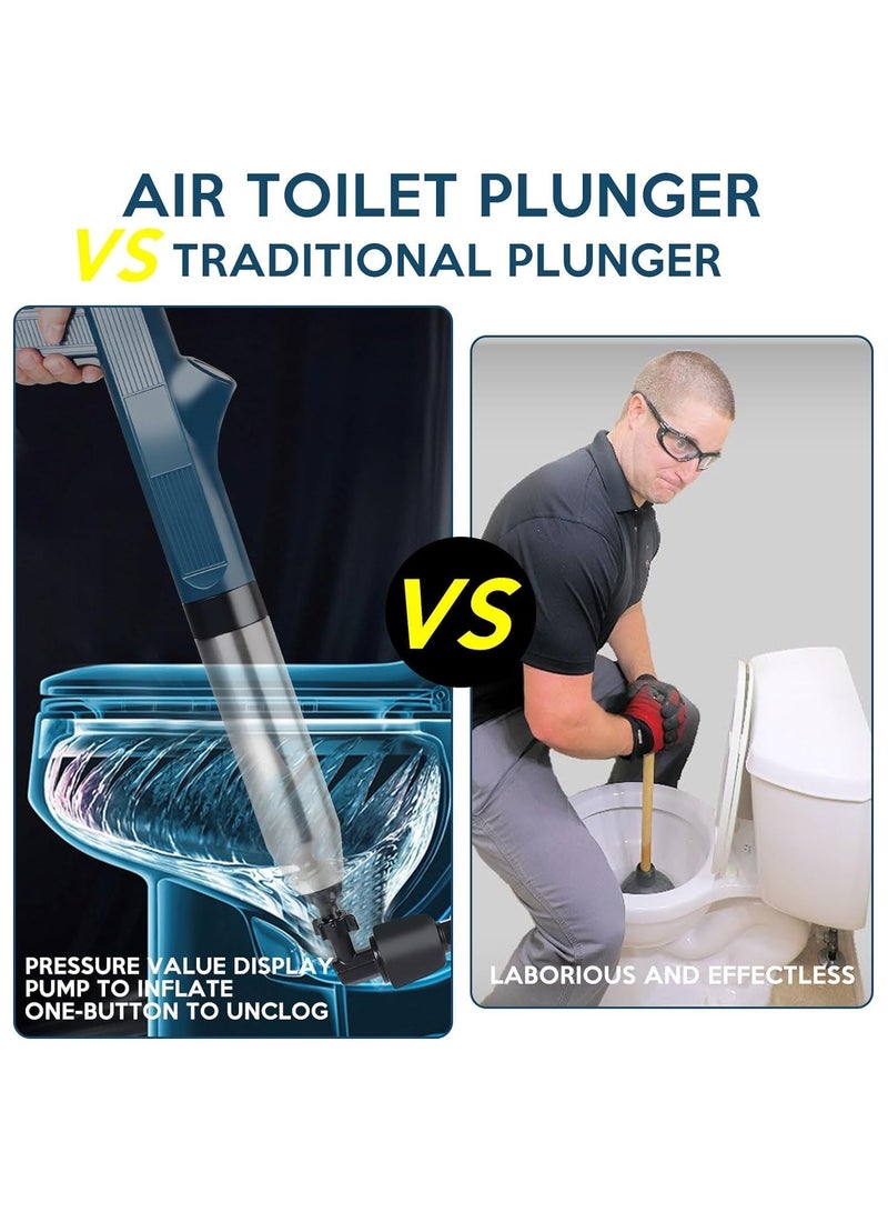 Toilet air plunger kit, 9PC stainless steel high-pressure air drainage pipe plunger, toilet blockage remover, used in bathrooms, sinks, kitchens, and blocked pipes (white) - Image 5