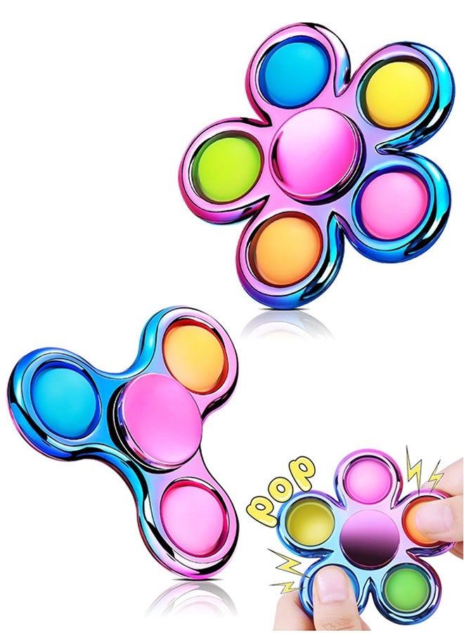 2 Pack Pop Fidget Spinner, Sensory Stress Relief Calming Toys, Novelty Gift for Kids Adults Autism ADHD Eid Birthday - Image 1