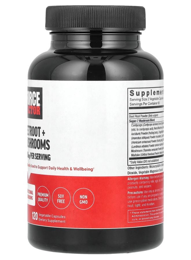 Force Factor Beetroot + Mushrooms 120 Vegetable Capsules - Image 2