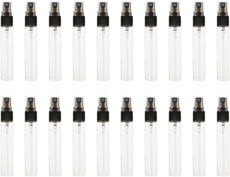 20 Pack Set 10ML Protable Refill Bulk Atomizer Spray Travel Perfume Bottle Hydrating Empty Bottle (Clear-Black)