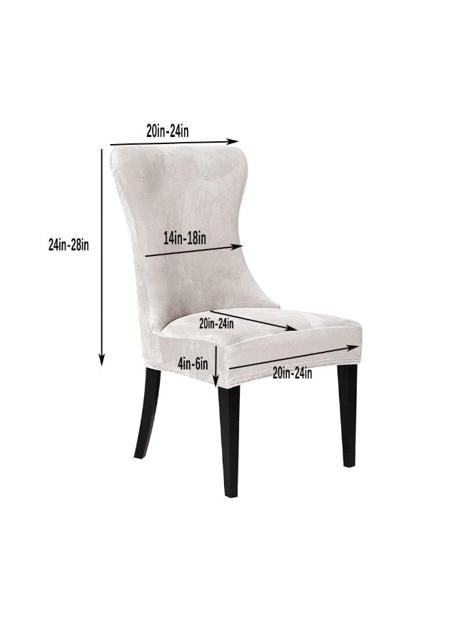 Elastic and soft velvet wingback chair covers, restaurant chair covers, ultra-soft, washable and reusable seat covers, suitable for restaurant, home, banquet and party decorations (cream, 2-piece set) - Image 3