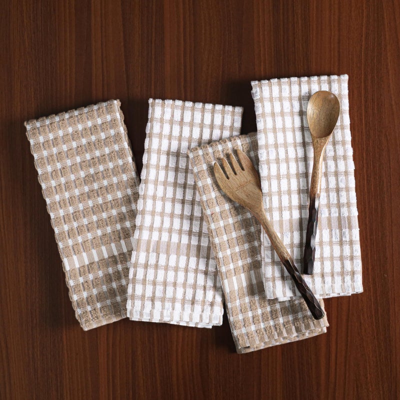 TEXSTYLE Kitchen Cleaning Towel Set of 4 Pcs | Soft & Absorbent Hand Towel for Kitchen Cleaning & Quick Drying of Plates & Glasses | 60 * 40 cms, 340 GSM (Brown) - Image 3