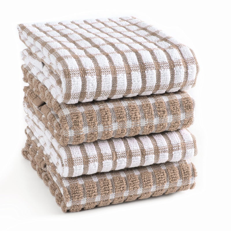 TEXSTYLE Kitchen Cleaning Towel Set of 4 Pcs | Soft & Absorbent Hand Towel for Kitchen Cleaning & Quick Drying of Plates & Glasses | 60 * 40 cms, 340 GSM (Brown) - Image 1