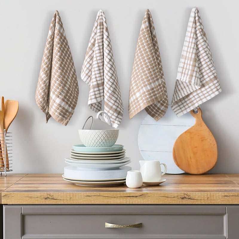 TEXSTYLE Kitchen Cleaning Towel Set of 4 Pcs | Soft & Absorbent Hand Towel for Kitchen Cleaning & Quick Drying of Plates & Glasses | 60 * 40 cms, 340 GSM (Brown) - Image 4
