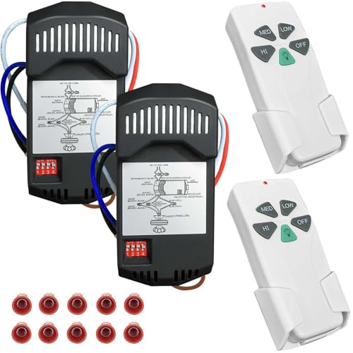 Aubric 2 Pack Universal Ceiling Fan Remote Control Kits with Light Dimmer 3 Speed Fan Controller Receiver Lamp Dim Remote Replacement for Hampton Bay/Hunter/Harbor Breeze/Westinghouse/Honeywell & More - Image 1