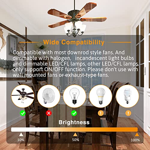 Aubric 2 Pack Universal Ceiling Fan Remote Control Kits with Light Dimmer 3 Speed Fan Controller Receiver Lamp Dim Remote Replacement for Hampton Bay/Hunter/Harbor Breeze/Westinghouse/Honeywell & More - Image 4