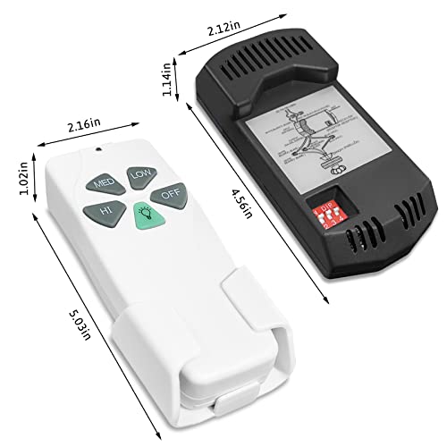 Aubric 2 Pack Universal Ceiling Fan Remote Control Kits with Light Dimmer 3 Speed Fan Controller Receiver Lamp Dim Remote Replacement for Hampton Bay/Hunter/Harbor Breeze/Westinghouse/Honeywell & More - Image 5