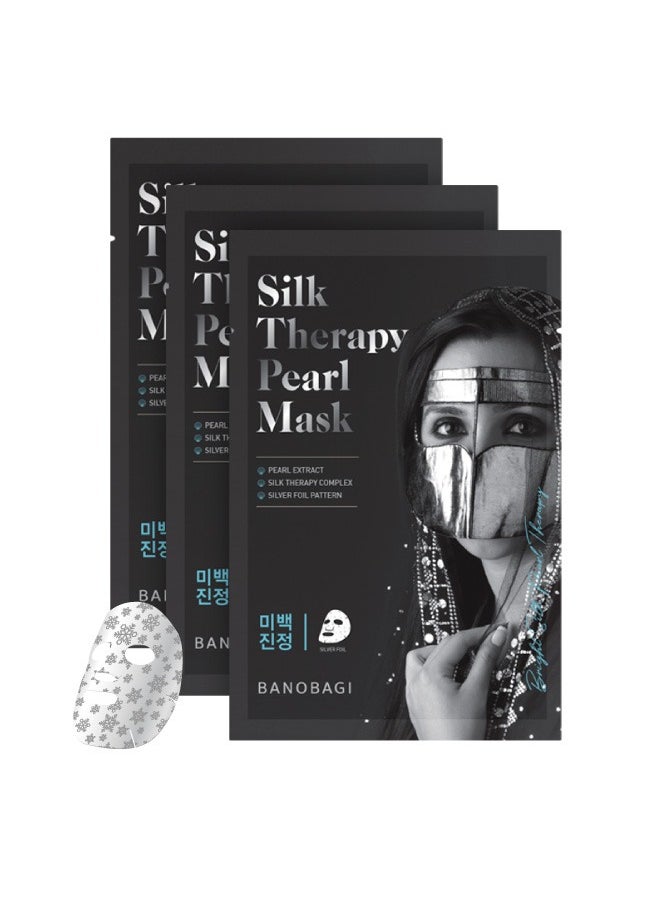 Banobagi - Silk Therapy Pearl Mask with Hyaluronic Acid - Korean Face Mask for Brightened Complexion, Moisturizing & Hydrating Skincare, with Pearl Extract and Hyaluronic Acid for Glowing Skin, Deep Moisture, and Nourishment. Ideal for All Skin Types, 3 Sheets per Pack – Perfect for Revitalizing and Firming - Image 1