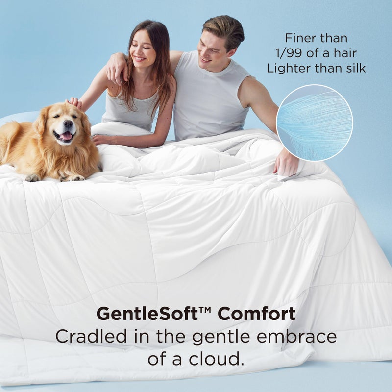 Bedsure Cooling Comforter King Size - Cooling Blankets for Hot Sleepers, Lightweight Comforter for Summer with Dual-Sided Cool Tech, Soft Breathable Cold Blanket for Sleeping, White, 102x90 Inches - Image 5