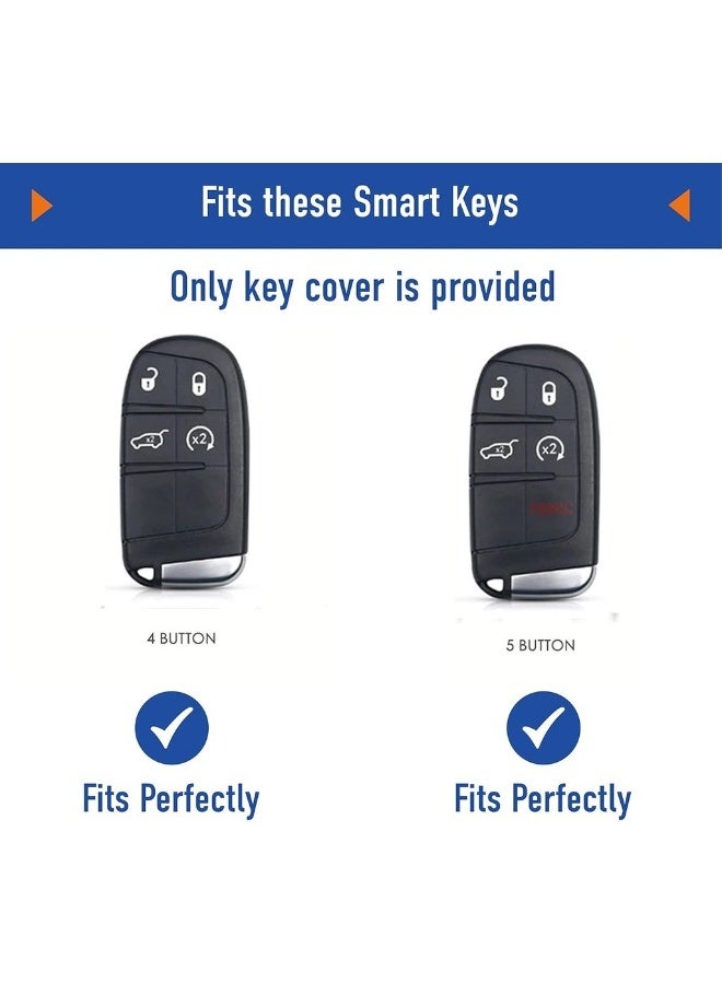 7Cylinder for Dodge Chrysler Rubber Key Fob Case Cover Shell with Keychain for Ram Grand Caravan Charger Challenger 300C - Carbon Fiber - Image 4