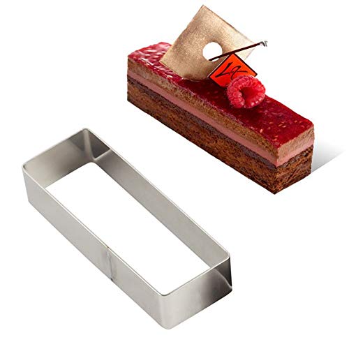 Balana Rectangular Cake Molds,Stainless Steel Cake Mousse Ring Rectangle Cookie Cutter Mousse Cake Cutter Ring Mold for Home Kitchen - Image 2