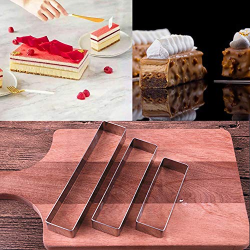 Balana Rectangular Cake Molds,Stainless Steel Cake Mousse Ring Rectangle Cookie Cutter Mousse Cake Cutter Ring Mold for Home Kitchen - Image 4