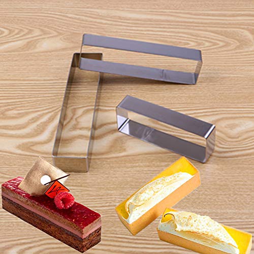 Balana Rectangular Cake Molds,Stainless Steel Cake Mousse Ring Rectangle Cookie Cutter Mousse Cake Cutter Ring Mold for Home Kitchen - Image 5