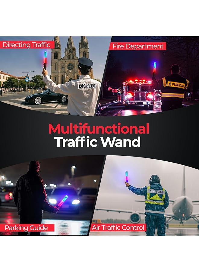 Excefore Traffic Wand with 3 Flashing Modes and 1 White LED on Top 10 Inch Traffic Control Baton Light with Side Clip for Airport Parking Car Directing 1Pcs  - Image 5