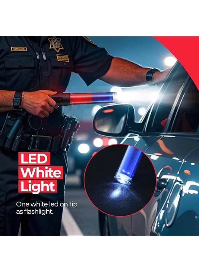 Excefore Traffic Wand with 3 Flashing Modes and 1 White LED on Top 10 Inch Traffic Control Baton Light with Side Clip for Airport Parking Car Directing 1Pcs  - Image 3