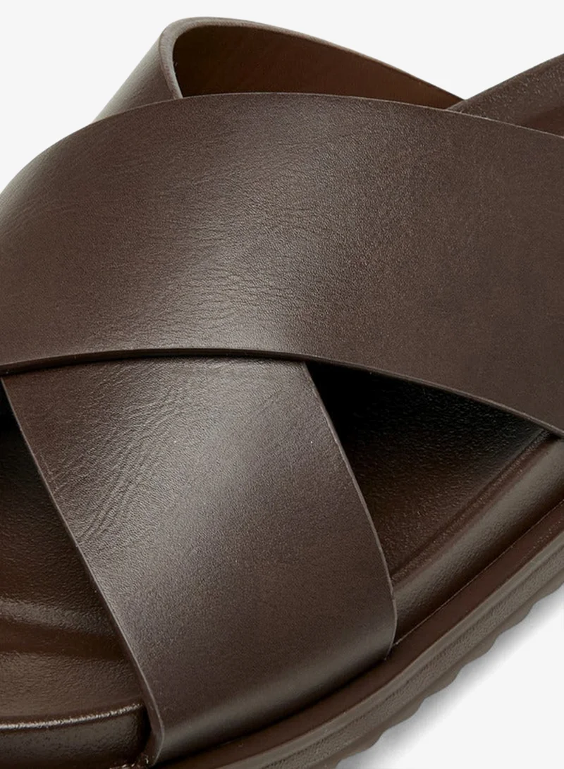 LBL by Shoexpress Cross Strap Slip-On Sandals
