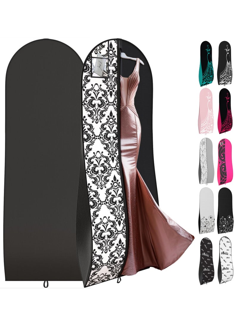Your Bags Your Bags Womens Dress and Gown Garment Bag 72x24 and 10 Tapered Gusset Prom Bags Black and White Demask 