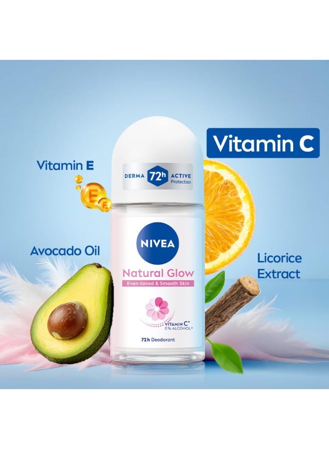 نيفيا مزيل عرق نيفيا ناتشورال جلو سموث سكين رول أون للنساء | فيتامين سي، فيتامين إي، زيت الأفوكادو، ومستخلص عرق السوس | 72 ساعة من تفتيح البشرة وتوحيد لونها، نعومة وإشراقة تحت الإبطين | خالٍ من الكحول ومعتمد من قبل أطباء الجلدية | 50 مل - Image 5