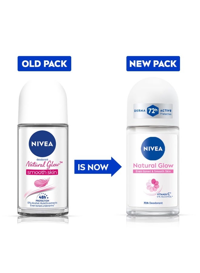 نيفيا مزيل عرق نيفيا ناتشورال جلو سموث سكين رول أون للنساء | فيتامين سي، فيتامين إي، زيت الأفوكادو، ومستخلص عرق السوس | 72 ساعة من تفتيح البشرة وتوحيد لونها، نعومة وإشراقة تحت الإبطين | خالٍ من الكحول ومعتمد من قبل أطباء الجلدية | 50 مل - Image 3
