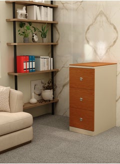 RIGID Steel Heavy Duty Filing Cabinet with 3 Drawers & Wooden Front Beige 102.5x46.5x63cm  - Image 5