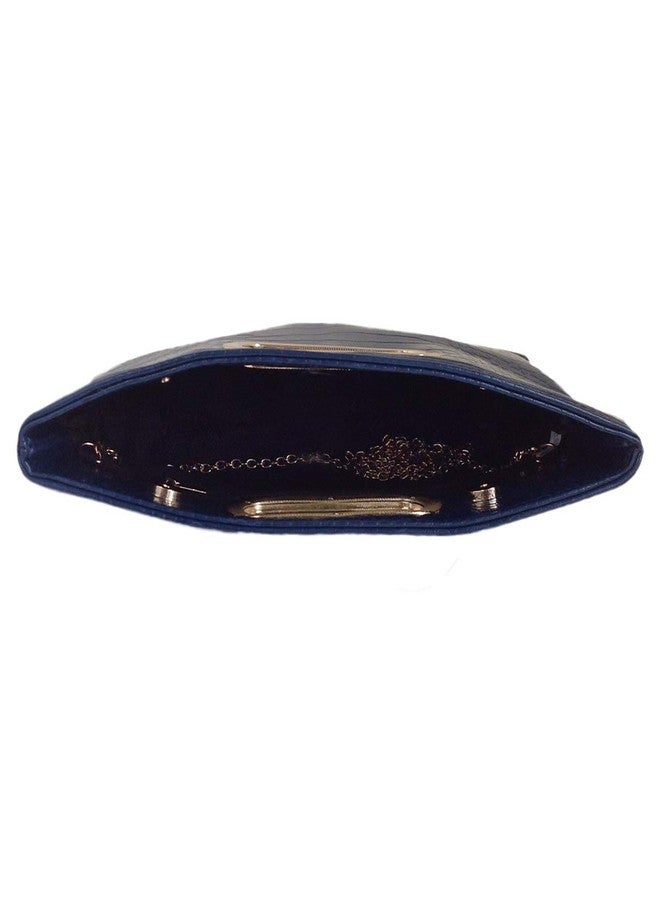 JNB Crocodile Synthetic Leather Top Handle Clutch, NAVY 12.5x7.5x2 - Image 5