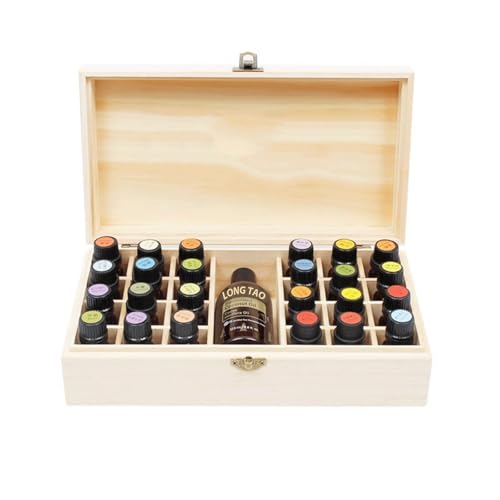 LONG TAO Wooden Essential Oil Box Essential Oil Display Stand Detachable Display Organizer Stand Holder Nail Polish Fragrance Container Wooden Storage Box Holds 25 Bottles Size 520mL - Image 1