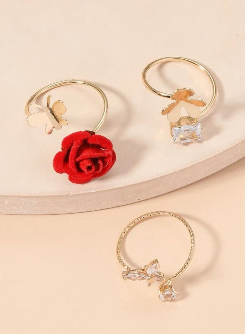 NOON'S UP Set Of 3pcs Gold Plated Rings For Women One Size - Image 2