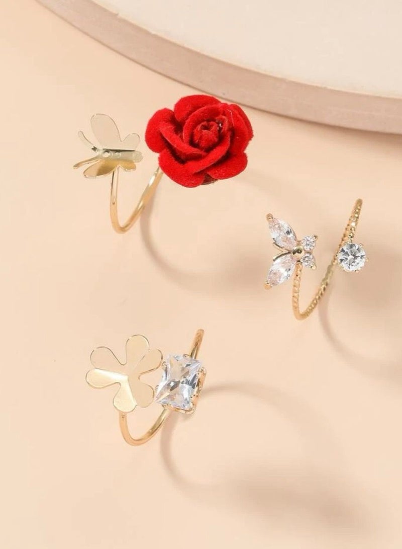 NOON'S UP Set Of 3pcs Gold Plated Rings For Women One Size - Image 3