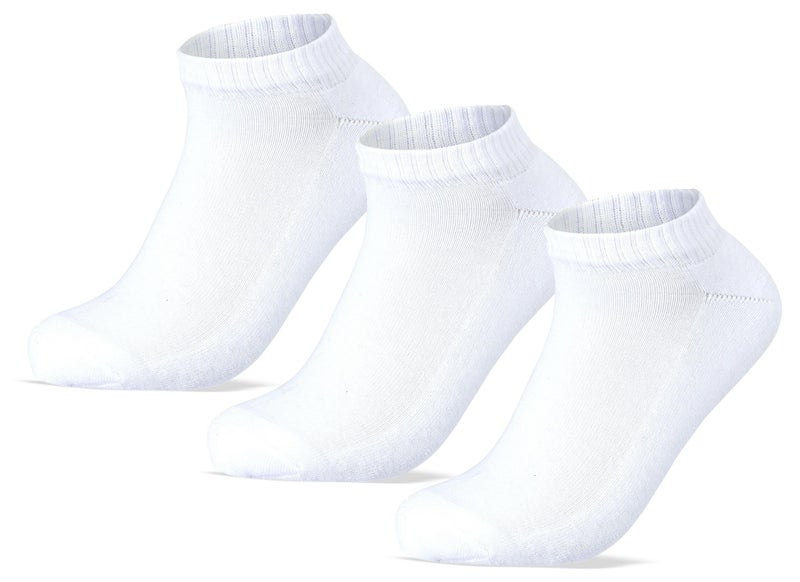 SAM SOCKS Men Set of 3 Ankle Half Terry Socks Plain White - Image 1