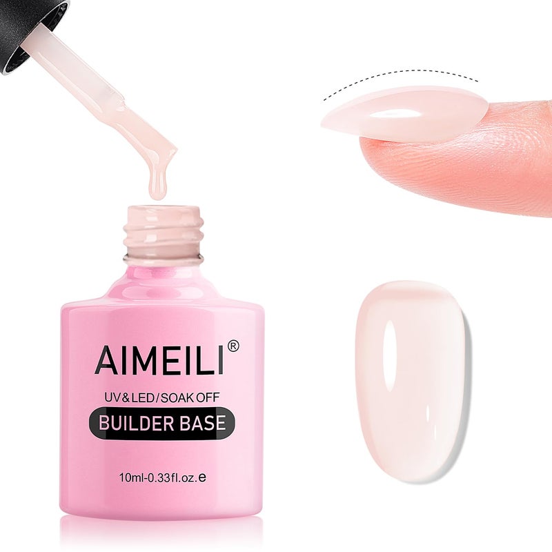 AIMEILI Hema Free 5 in 1 Builder Base Gel Polish Cruelty Free Vegan Strengthener Gel Translucent Nail Art Manicure for Women 10ML150 - Image 3