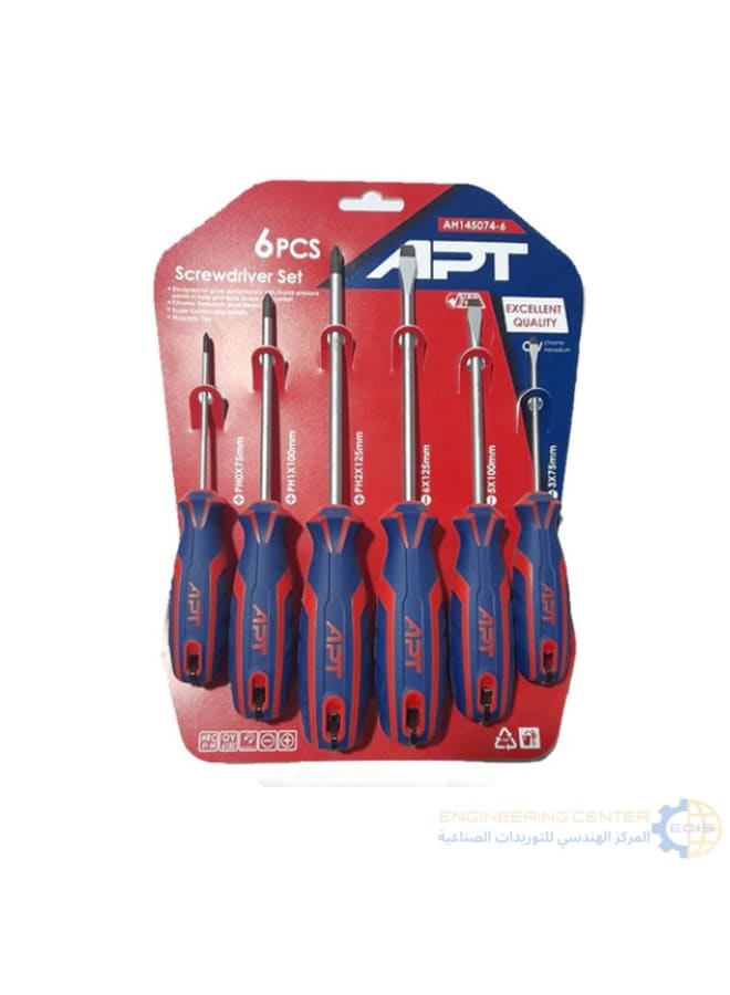 Apt APT 6-Piece 2-Color Screwdriver Set, Regular & Solid