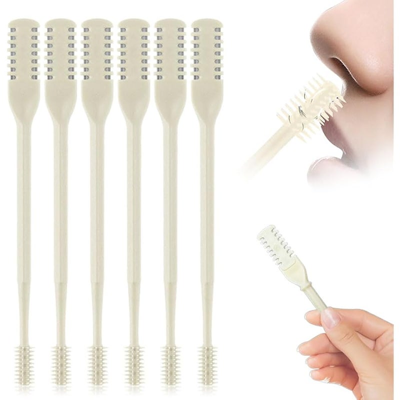 2-in-1 Nose Hair Trimmer for Daily Use,2026 Manual 360° Rotating Nostril Hair Removal Tool Double Sided Blade Travel Size,Nasal Hair Cutter for Women Men (Beige, 6 Pcs) - Image 1